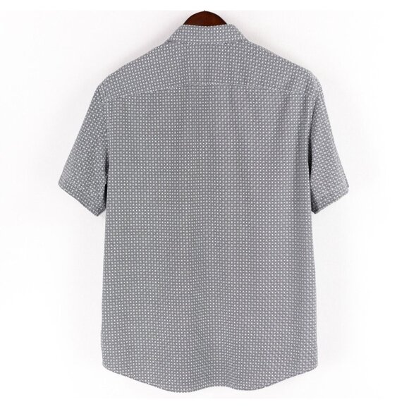 UNTUCKit Kamari Performance Button Front Shirt Mens Large Blue Geometric Nylon - Picture 2 of 5